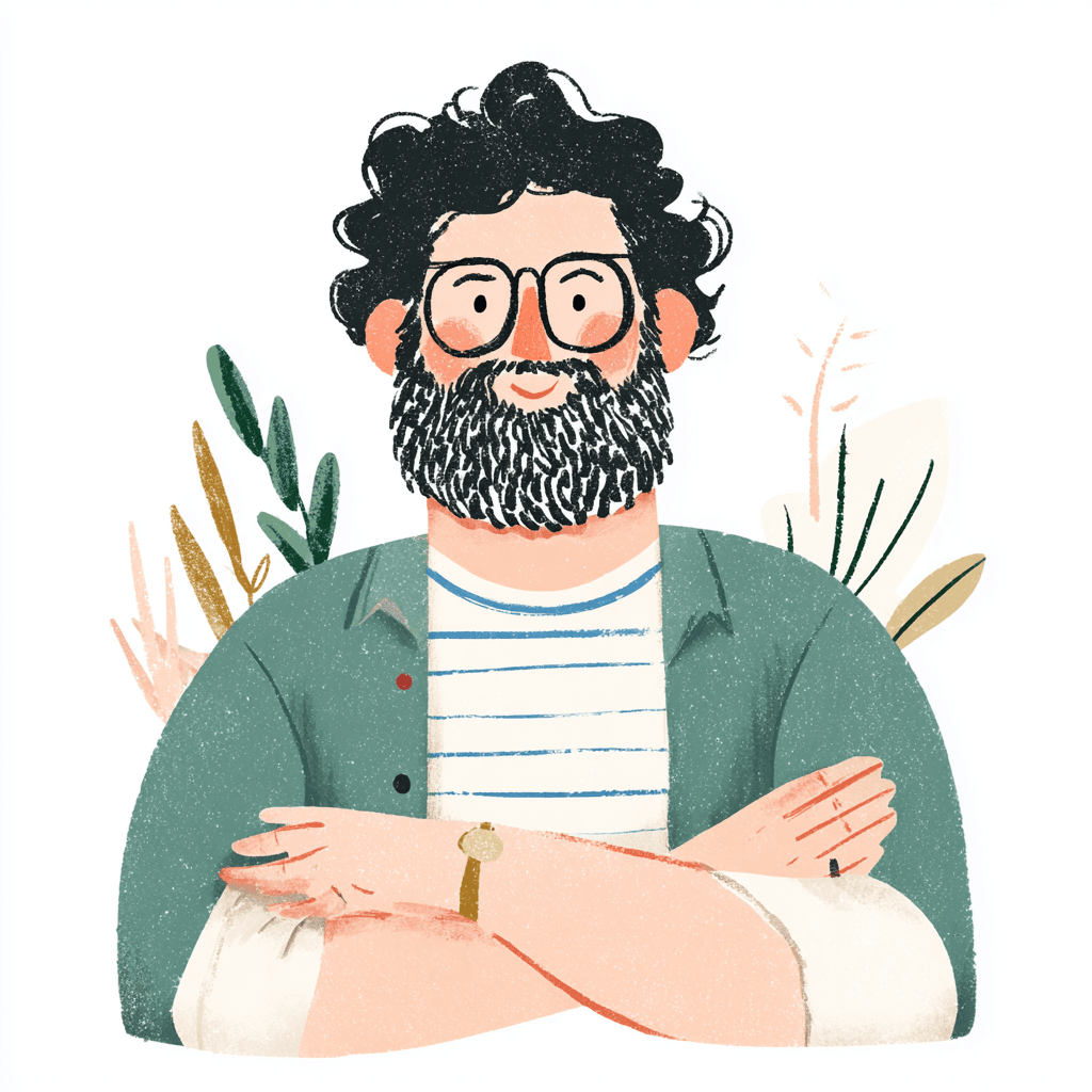 Carlos a braccia conserte con un sorriso accogliente